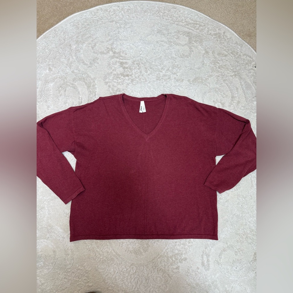 Pact Organic Cotton V Neck Sweater L Rust Soft Minimalist Capsule - Picture 2 of 6